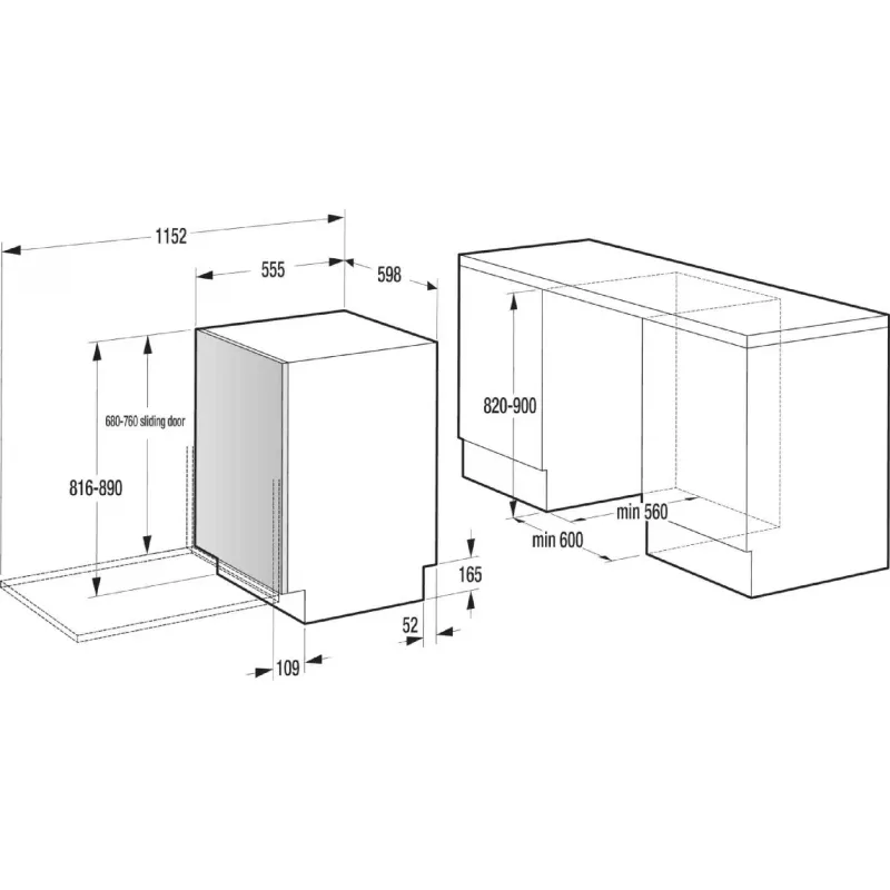 Built-in dishwasher Gorenje (GV673A65), White