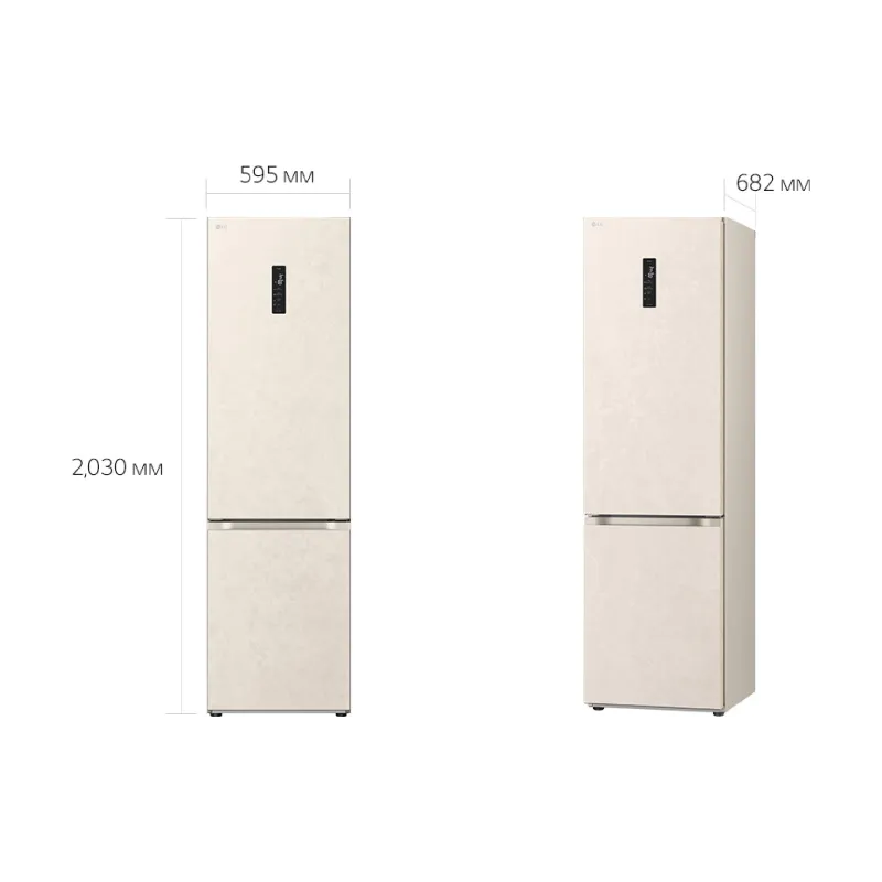 Fridge LG (GC-B509FEPW), 277/110 l, Beige