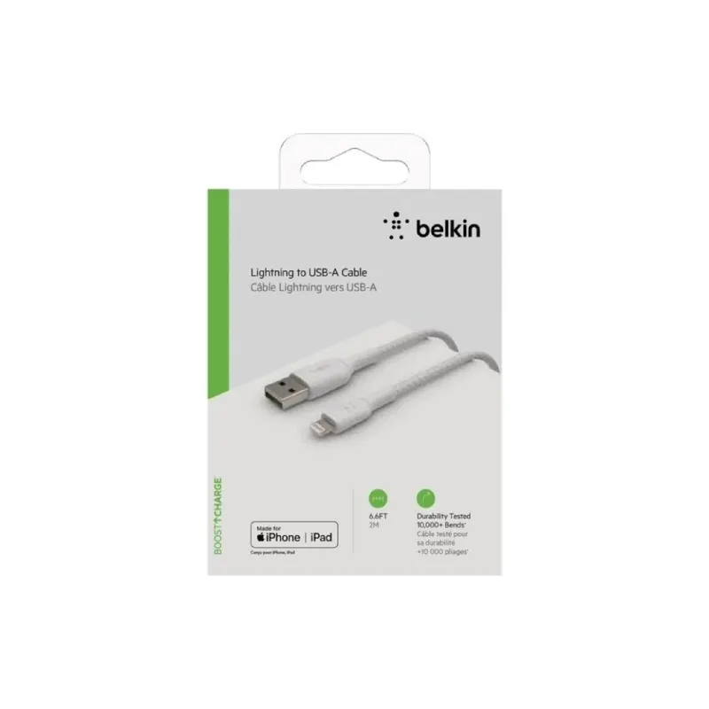 Cabo de carregamento e sincronização Belkin USB-A - Lightning, White (CAA002BT2MWH)