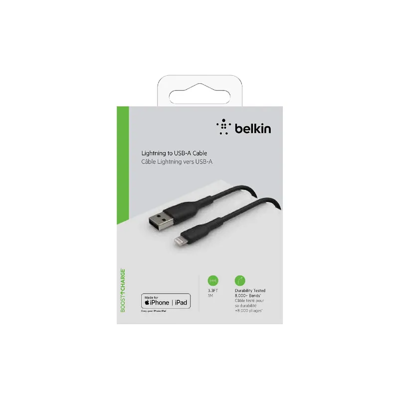 Καλώδιο φόρτισης και συγχρονισμού Belkin USB-A - Lightning, Black (CAA001BT1MBK)