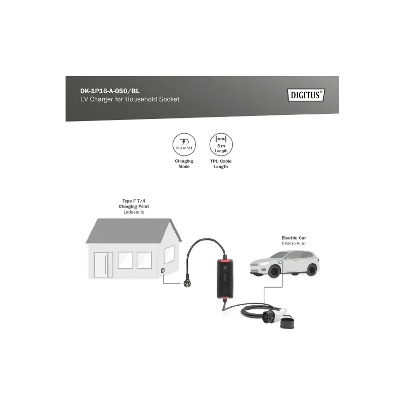 Polnilnik Digitus (DK-1P16-A-050-BL)