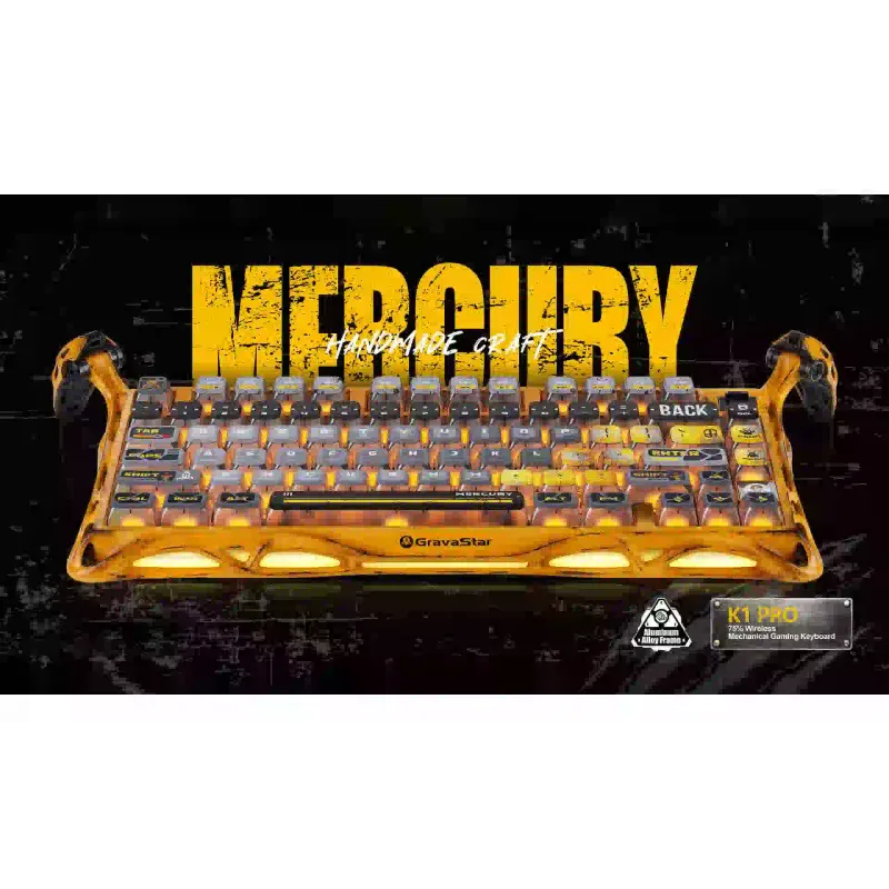 Клавіатура механічна GravaStar Mercury K1 (GSK1PRO_YLW), бездротова, 80 клавиш, Yellow