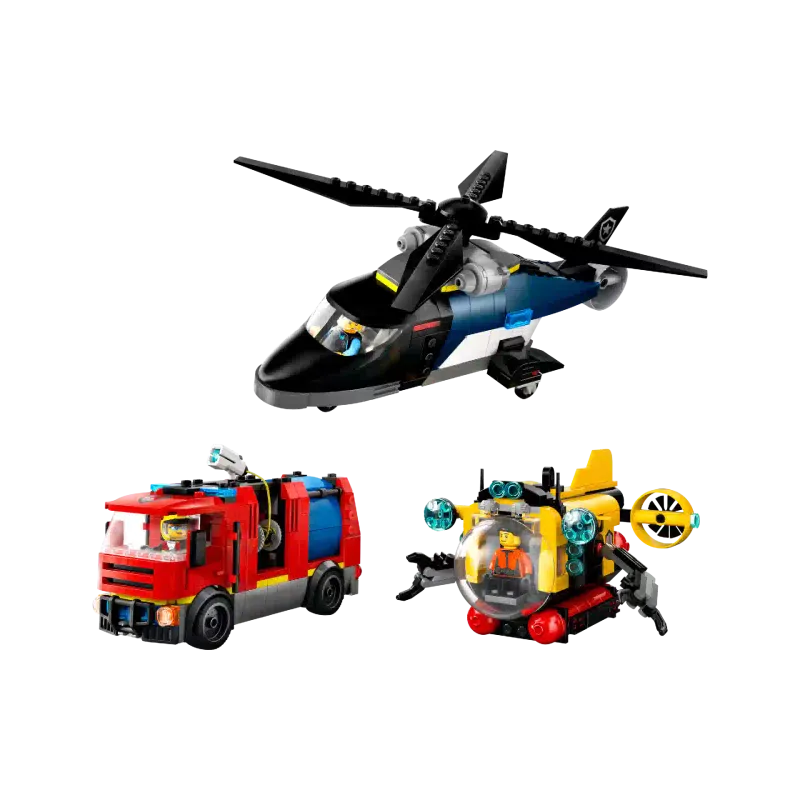 Construtor LEGO City Helicopter, Fire Truck & Submarine Remix (60462)