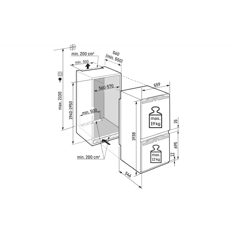 Beépített hűtőszekrény Liebherr, White (ICND5603)