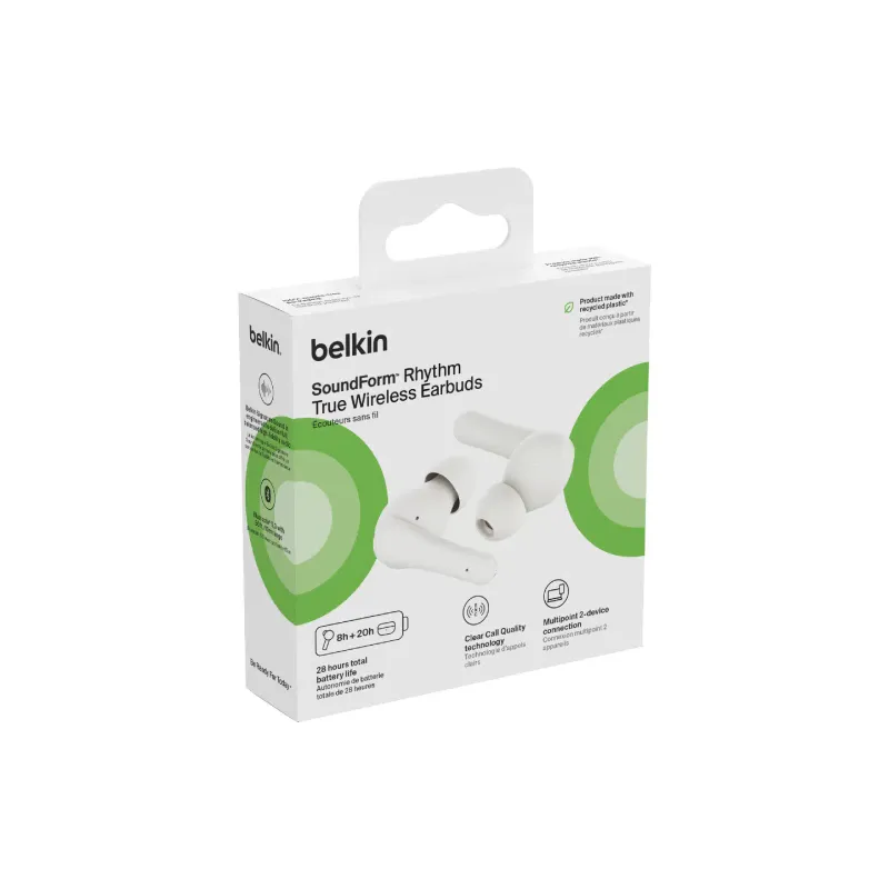 سماعات أذن لاسلكية حقيقية Belkin Soundform Rhythm, White (AUC012BTWH)