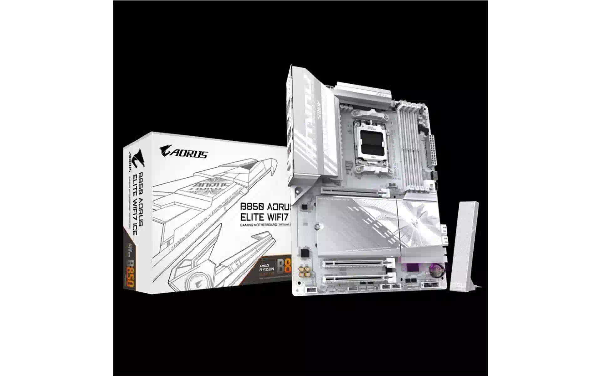 Материнська плата Gigabyte Elite B850 (B850 A ELITE WF7 ICE), sAM5, Wi-Fi Материнська плата Gigabyte Elite B850 (B850 A ELITE WF7 ICE), sAM5, Wi-Fi