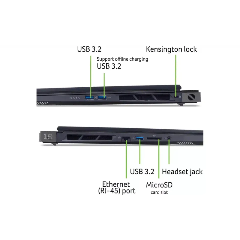 كمبيوتر محمول Acer Predator Helios 18 PH18-73, Black (NH.QVWEU.002)