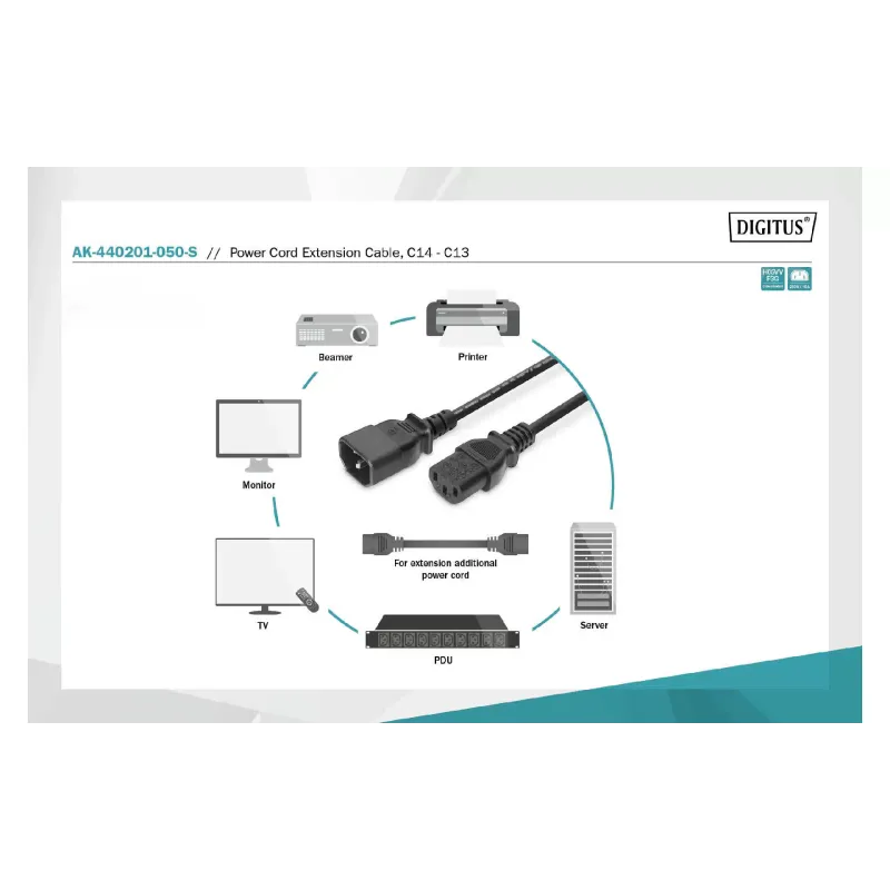 Kabel Digitus, Black (AK-440201-050-S)