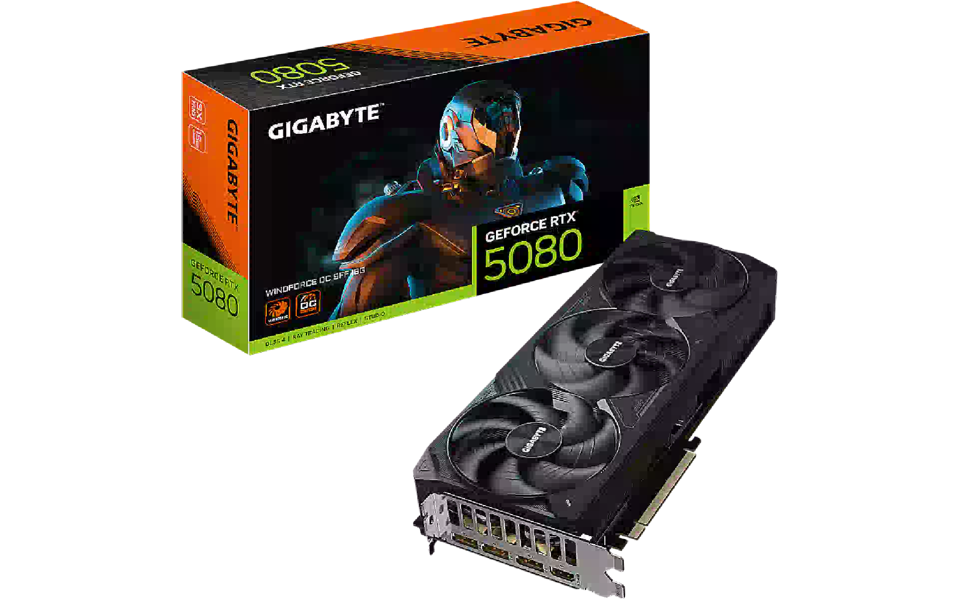بطاقة الفيديو Gigabyte GeForce RTX 5080 (GV-N5080WF3 OC-16GD) بطاقة الفيديو Gigabyte GeForce RTX 5080 (GV-N5080WF3 OC-16GD)
