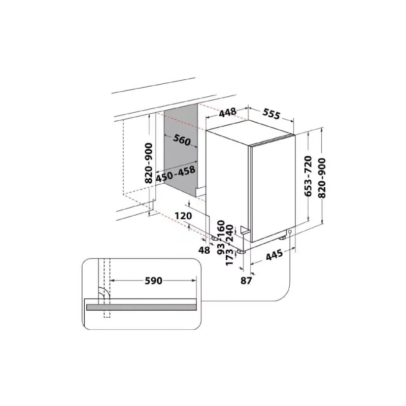 Einbaugeschirrspüler Indesit, White (DSIE2B10)