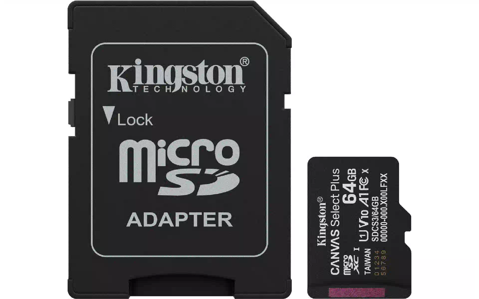 Карта памяти Kingston Canvas Select Plus G3, microSD (SDCS3/64GB) Карта памяти Kingston Canvas Select Plus G3, microSD (SDCS3/64GB)