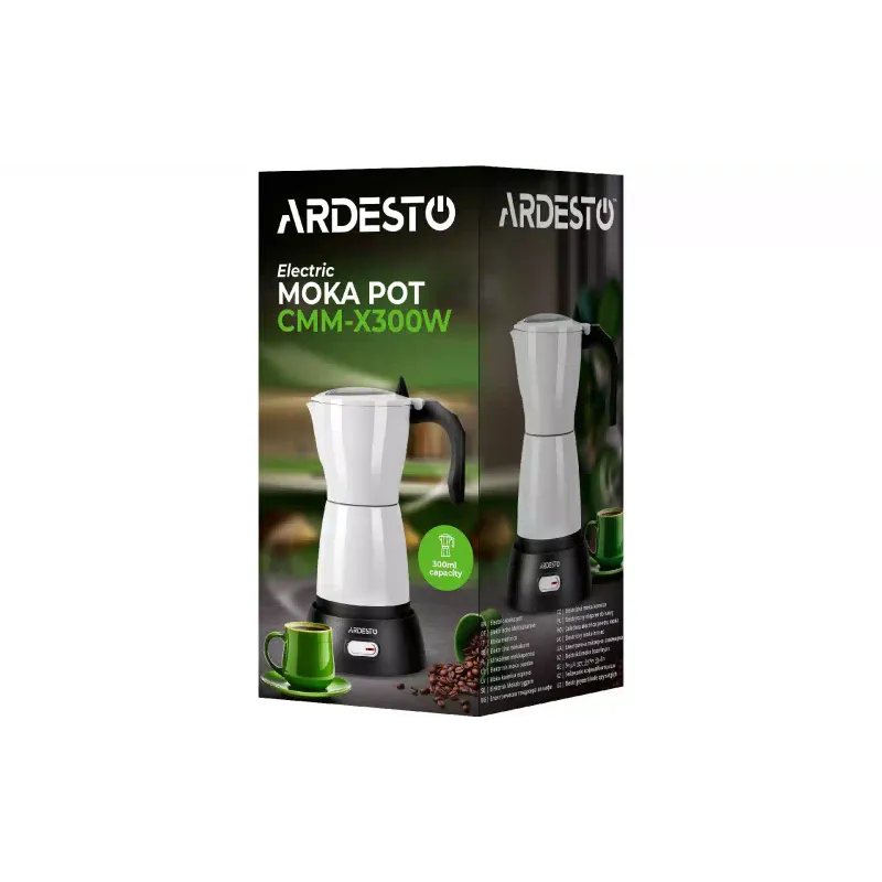 Кавоварка гейзерна Ardesto (CMM-X300W), мелена кава, 300 мл, White
