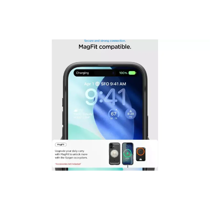 Case Spigen Rugged Armor MagFit (ACS10367), for Apple iPhone 17, Matte Black