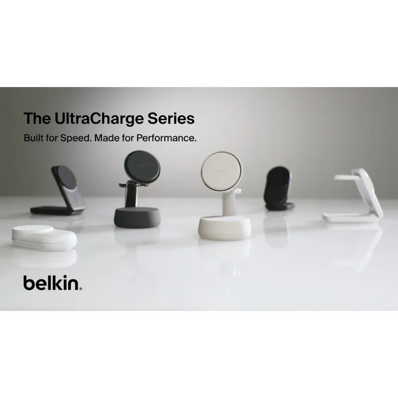 Зарядно устройство Belkin UltraCharge 2-in-1 Foldable Magnetic Charging, Black (WIZ039KQBK)