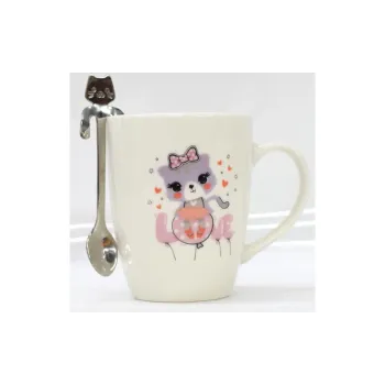 Csésze kanállal Ardesto Love, White (AR3042BS)