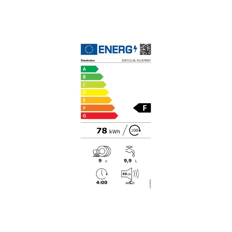 Máquina de lavar louça embutida Electrolux, Black (EEA71210L)