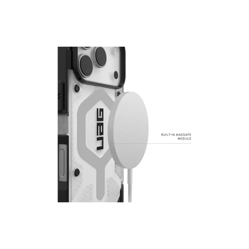 Smartphone case UAG Pathfinder Clear MagSafe (114551114333), for Apple iPhone 17 Pro, Ice/Silver